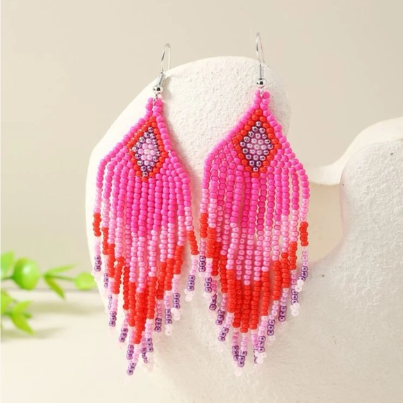 Jewelry - Handmade Phoenix Tail Beaded Earrings